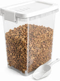 5-10 Lbs Airtight Cat Dog Food Storage Container, 8QT Compact Pet Food Bin | Plastic Food Container with Buckle-Lock Lid & Scoop for Dog, Cat, Bird Seed, Pet Food, Chicken, Dry Food, Rice, Cereal, Flour