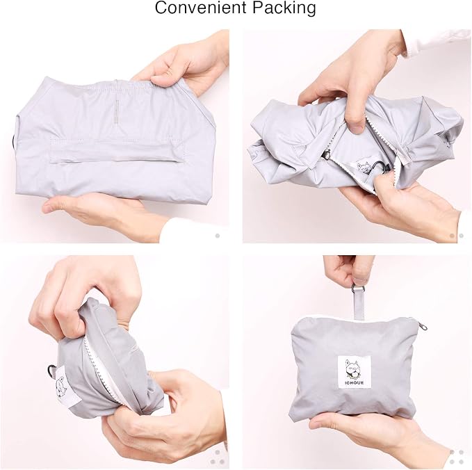 iChoue Dog Cold Weather Coats Reflective Safety Jackets Water Resistant Raincoats All Made Up of High Reflection Fabric Keep Dogs Visible for French English Bulldog Bully Pitbull - Silvery, Small