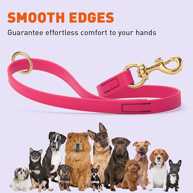 Viper Biothane K9 Working Dog Leash Waterproof Lead for Tracking Training Schutzhund Odor-Proof Long Line with Solid Brass Snap for Puppy Medium and Large Dogs 20in, Passionfruit Pink