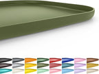 SMILOOL Silicone Pet Food Mat with Raised Edge for Food and Water Bowl, Dog Feeding Mats, Cat Food Trays for Floor Waterproof, Rubber Tray for Dogs and Cats, 22 x 14 x 0.8 Light Olive Green