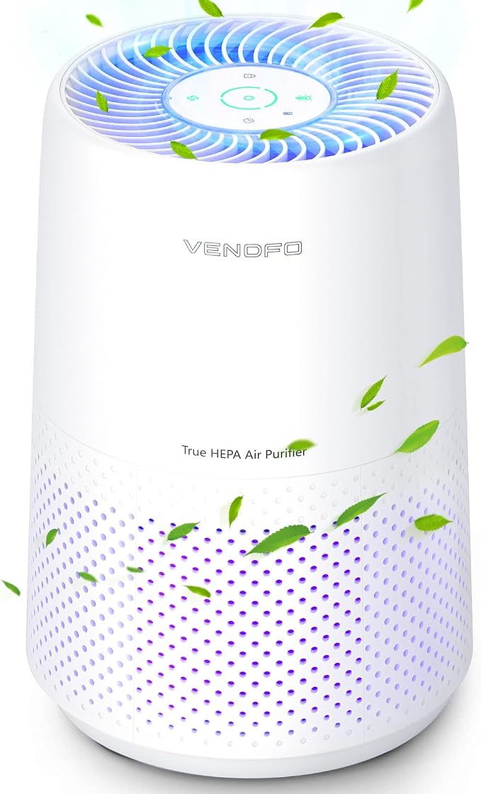 Air Purifiers for Bedroom, H13 HEPA Air Purifiers - Covers Up to 1074 ft² - 24dB Ultra-Quiet Sleep Mode, 360° Outlet Air Cleaner, Perfect for Home, Pets (White)