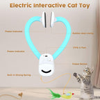 Interactive Cat Toys for Indoor Cats, Clip-On Automatic Flying Bird | USB Rechargeable Self-Play with Interchangeable Bird & Mouse Attachments for Bored Kittens and Adult Cats