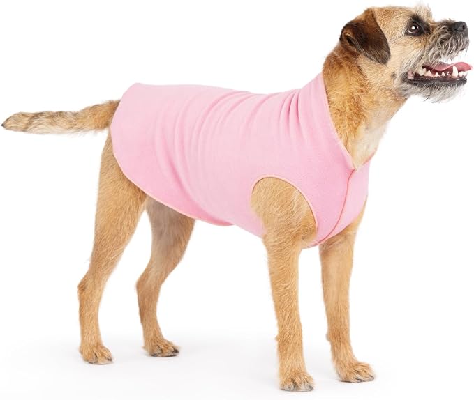 Goldpaw Stretch Fleece Dog Sweater - with Spandex for 4-Way Stretch - Soft, Comfortable Dog Coat - Machine Washable - Made in the USA - Rose - Size 26