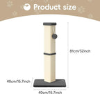 Cat Scratching Post, 32 Inch Tall Scratching Post for Indoor with 5 Inch Diameter Posts and Ball Cat Scratcher for Medium and Large Cats