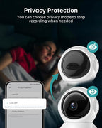ZUMIMALL Security Camera Indoor, Baby Monitor with Camera and Audio | Pet/Dog/Cat Cameras, 5G/2.4G WiFi, 2K Wired, One-Click Call, Cry/PIR/AI Detection, Auto Tracking, Privacy, No Subscriptions