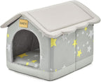 Jiupety Dog House Indoor, S Size Indoor Dog House for Small Dogs and Cats, Warm Cave Sleeping Nest Bed for Cats and Dogs, Gray