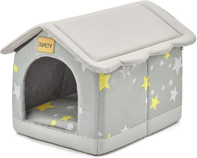 Jiupety Dog House Indoor, S Size Indoor Dog House for Small Dogs and Cats, Warm Cave Sleeping Nest Bed for Cats and Dogs, Gray