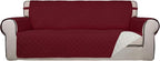 PureFit Reversible Quilted Sofa Cover Dog Couch Covers for Sofa, 66 in | Red/Ivory, Water Resistant Couch Protector, Washable Pet Couch Cover with Non Slip and Elastic Straps For Kids