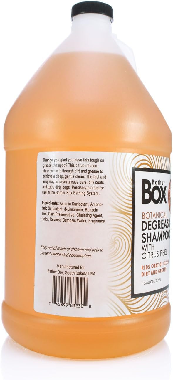 Degreasing Dog Shampoo, Deep Cleaning for Dirty Dogs, 1 Gallon | Citrus Cuts Grease, Dirt and Buildup, For Greasy Ears and Oily Coats, Pet Grooming Wash, BatherBox System, Groomer Grade