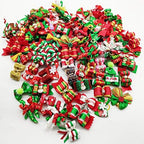 100pcs Dog Puppy Cat Christmas 3D Rhinestone Hair Bows with Rubber Bands Flat Pet Xmas Grooming Accessories - Image 6