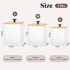 Kitchen Canisters Set of 3, Metal Flour Sugar Storage Containers with Airtight Lids-Canisters Sets for Kitchen with Customizable Chalkboard Labels & Marker Pen-Spice, Coffee Storage Jars(White)