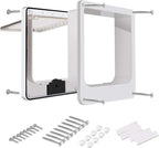CEESC Large Cat Door for Interior/Exterior, for Pets <23.62", White | Rotary 4-Way Lock, Weatherproof, Fits doors 1.26-2.14", Adjustable tunnel depth, Upgraded version