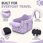 Center Console Dog Car Seat Safe Travel for Small Dogs Under 15 lbs Detachable Washable Pet Carrier with Storage Pockets & Safety Leash (Purple)