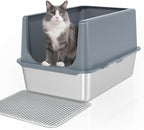 Stainless Steel Cat Litter Box with Lid,Metal Cat Litter Box,23.5x15.5x14in | Cat Litter Pan for Large Cats, Non-Sticky Large Kitty Litter Box Easy to Clean, Anti-Leakage,xxl