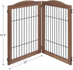 unipaws 44" Wide and 31.5" Height Dog Gate and Extension Kit, Free Standing | Wooden Pet Gates for Stairs, Doorway, Indoor Safety Fence for Dogs, Walnut