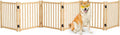 Wooden Freestanding Dog Gate Indoor - 23" H 6 Panels | Foldable Nature Wood Pet Gates for Doorways, No-Painted Doggie Fence for Stairs, Hallways
