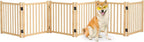 Wooden Freestanding Dog Gate Indoor - 23" H 6 Panels | Foldable Nature Wood Pet Gates for Doorways, No-Painted Doggie Fence for Stairs, Hallways