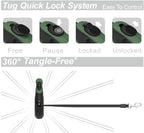 TUG 360° Tangle-Free Retractable Dog Leash with Anti-Slip Handle | 16 ft Strong Nylon Tape | One-Handed Brake, Pause, Lock (Large, Green)