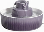 Ceramic Cat Water Fountain, 2.1L/71oz Cupcake Pet Water Fountain | Gradient Purple Automatic Pet Water Fountain For Cats & Dogs, Double Filtration, Easy To Clean, 360° Circulating Water Design