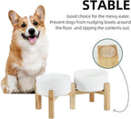 Havniva Dog Bowls Elevated, Ceramic Dog Food and Water Bowl Set | 6.1” Raised Dog Food Bowl, Elevated Dog Bowls with Bamboo Stand, Non-Slip Dog Water Bowl for Small Dog, Large Capacity