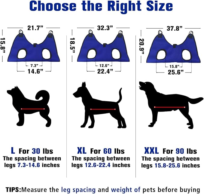 Pet Dog Grooming Hammock for Nail Trimming,Dog Restraint Hanging Harness for Nail Clipping,Dog Grooming Sling for Large Dogs with Nail Clippers/Nail File/Pet Comb,Claw Care(XXL for 90lb)