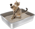 Stainless Steel Litter Box,Metal Cat Litter Box for Kitten | 17.7" L x 13.77" W x 4" H Metal Litterbox for Elderly Cats,Non Stick, No Smell, Easy Entry,Easy to Clean