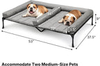 Veehoo Elevated Dog Bed for 2 Dogs, Cooling Raised Dog Bed with Bolster Mat | Outdoor Double Dog Bed with Removable Waterproof Cushion, Breathable Mesh, Non-Slip Feet for Outdoor & Indoor, 53", Grey
