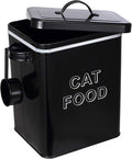 Cat Food Storage Container Farmhouse Pet Food Storage Containers with Lid and Scoop, Perfect Vintage Canister Treats Tin for Kitchen Countertop, Shelf, Great Gift for Pet Owners - Cat Food - Black