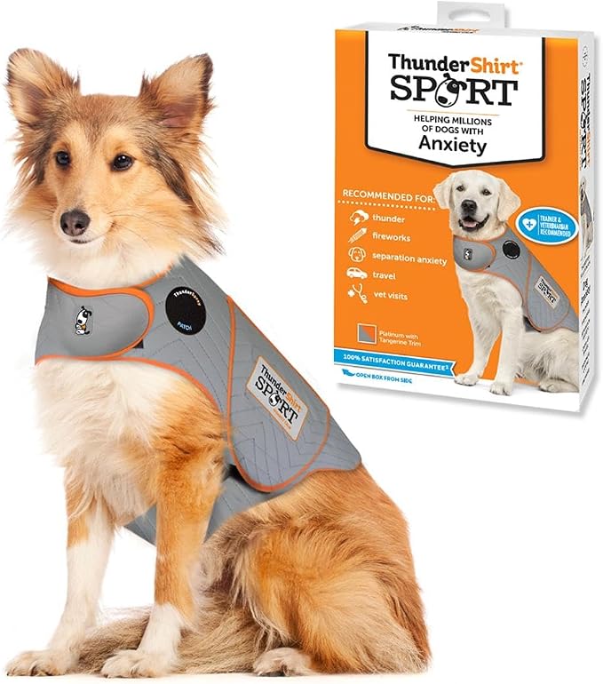 ThunderShirt for Dogs Calming Anxiety Vest, Large, Platinum Sport | Skin-Friendly Dog Anxiety Shirt, Helps Reduce Stress from Thunder, Fireworks & Travel