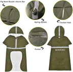 Green Waterproof Raincoat, 2XL for Small Dogs, Adjustable, Windproof, Reflective Strips