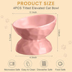 4 Pcs Ceramic Raised Cat Bowl 6.8 oz Pet Food Bowl Anti Vomiting Pet Elevated Dog Feeder Tilted Cat Water Bowl Feeding Kitten Dishes for Small Dog Kitten(White, Yellow, Blue, Pink)