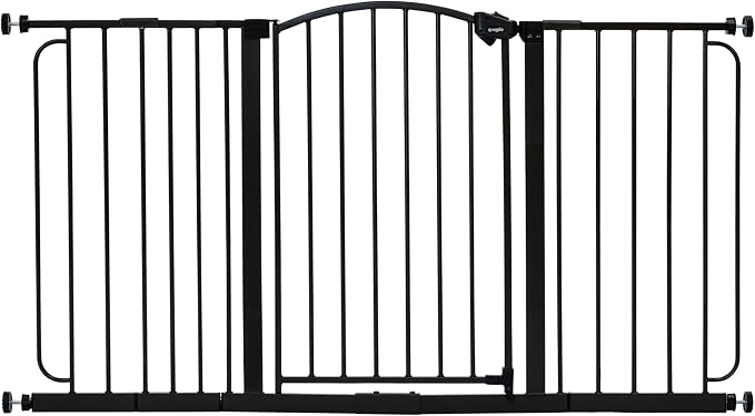 Regalo Safety 30.5"-58" Extra Wide Baby Gate, Bottom of Stairs & Doorways | Pressure Mounted with Door, For Babies, Toddlers & Pets, Bronze, Tested & Trusted for 30 Years