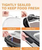 20-23 Lbs Dog Food Storage Container Airtight,Collapsible Pet Food Storage | Dog Food Container with Double Airtight Seal & Magnetic Lid,Cat Food Container with Wheels for Easy Moving,Small Jar,Scoop