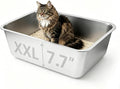 Stainless Steel Cat Litter Box, 23.6"x15.8"x8" | For Adult Cats or Kitty/Kitten Rust-Proof, High Side, Non Stick, No Smell, Easy to Clean Metal Cat Litter Box