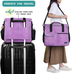 PetAmi Dog Travel Bag Organizer, Pet Travel Kit with 2 Food Containers & 2 Collapsible Dog Bowls, Pet Supplies Tote with Luggage Sleeve, Weekend Road Trip Camping Essentials, Purple, Large