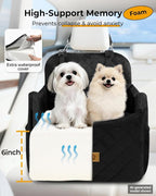 Dog Car Seat for Small/Medium Dogs, Detachable Washable Dog Booster Car Seat Under 35lbs, High-Support Memory Foam,Travel Bed with Storage Pockets