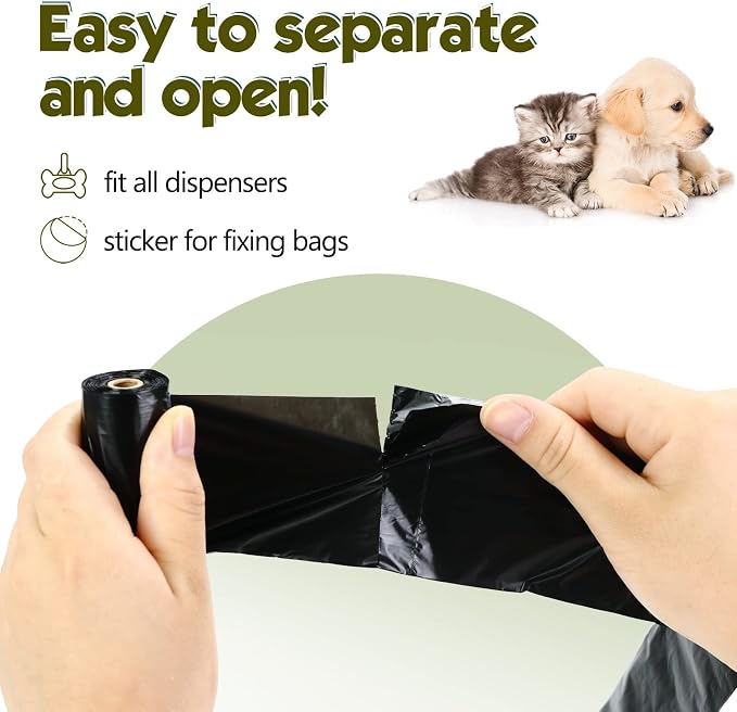 Dog Poop Bags Rolls: Large Leak Proof Hands Stay Clean Easy Tear 1140Count | Poop Bags for Dogs – Extra Thick Odor Control 13 x 9 in Dog Waste Bags Dispenser Daily Dog Walkers Outdoor Cleanup (Black)