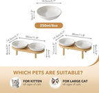 Havniva Elevated Cat Bowls, Ceramic Cat Bowl with Bamboo Stand Wide Opening | 5.7” Raised Cat Food Bowls, Whisker Friendly Cat Dish, Anti-Slip Cat Water Bowls, Shallow Cat Bowls, Cat Food & Water Bowl