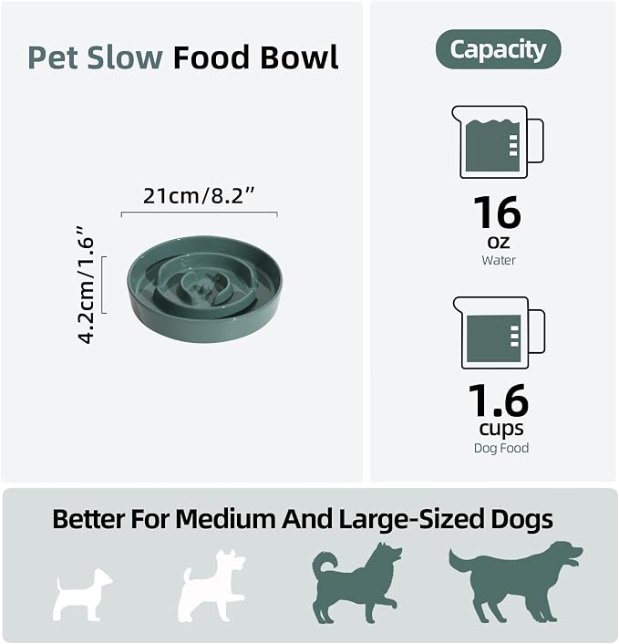 Havniva Slow Feeder Dog Bowls, Ceramic Dog Bowl Slow Feeder for Fast Eater | 1.6 Cups Puzzle Dog Food Bowl, Slow Feeding Bowls for Medium Dogs, Non-Slip Rubber Base, Anti-Choking