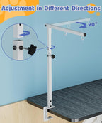 Dog Grooming Arm with Clamp for Large Dog, Adjustable Height to 33in and Width to 43in, Pet Grooming Table Arm with 2 Loop Noose & 2 No Sit Haunch Holder for Home & Store (Table Not Include)