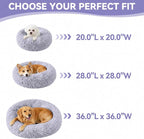 Calming Donut Dog Bed for Medium Dogs, Ultra Soft Fluffy Anti Anxiety Pet Bed, Plush Round Washable Dog Bed with Raised Rim for Corgi, French Bulldog, Shiba Inu & Indoor Pets (Light Grey, 28 Inch)