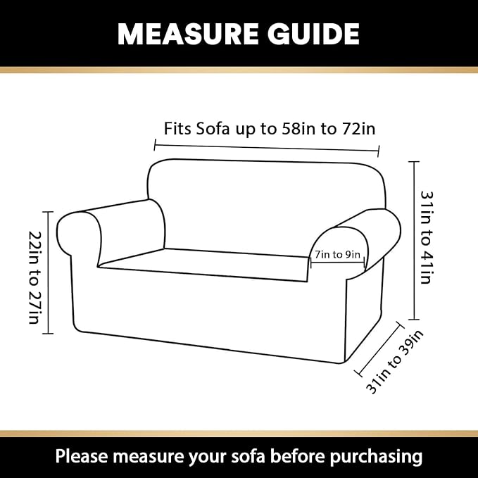 Stretch Loveseat Sofa Cover Slipcover Couch Cover for 2 Cushion Sofa Washable Sofa Cover for Pets Friendly Furniture Protector Covers with Non Slip Bottom(Loveseat, Porcelain)