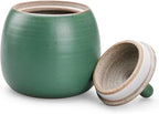 Kitchen Canisters Ceramic Storage Jar with Silicone Airtight Lid Green | Retro Style High Quality Ceramic Food Storage Jar Roud Shape for Tea, Coffee, Nuts, Herb, Spice, Sugar