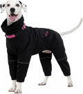 Kouser Waterproof Full-Body Coverage Dog Raincoat, Black M | Dog Raincoat with Reflective Stripes, Adjustable Dog Rain Jacket with Leash D-Ring, Hooded Poncho for Small Medium Large Dogs