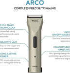 Wahl Professional Animal Arco Cordless Clipper Kit, 8786-452, Champagne | Professional-Grade Pet Clippers for Grooming, 5-in-1 Fine Adjustable Blade, Perfect for Cats and Small to Medium-Sized Dogs