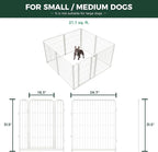 FXW Homeplus Indoor Dog Playpen with Fence-to-Wall Anchors, 32" H, 8 Panels | Calm Indoor Play Area, 4 Wall Anchors for Flexible Boundaries, for Small & Medium Dogs, Patented