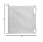 Retractable Baby Gate Perma Child Safety 33" Tall x 55” Wide, Mesh, for Stairs, Doorways, Dogs, Pets, Indoor, Outdoor, One-Handed Operation, Locking, Easy Install, Hardware Mount, White