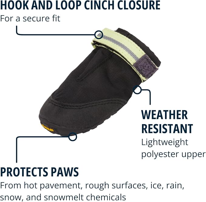 Ruffwear, Summit Trex Dog Shoes, All-Season Paw Protection with Durable Non-Slip Grip & Stay-Put Fit for Everyday Adventures, Obsidian Black, 2.75"