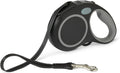 Amazon Basics Reflective Retractable Dog Leash, 16.4 Ft Tape Leash for Dogs Up to 55 Lbs, Non-Slip Comfort Grip, Quick-Lock, Medium, Black