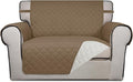 PureFit Reversible Quilted Sofa Cover Dog Couch Covers for Sofa, 28 in | Camel/Ivory, Water Resistant Couch Protector, Washable Pet Couch Cover with Non Slip and Elastic Straps For Kids